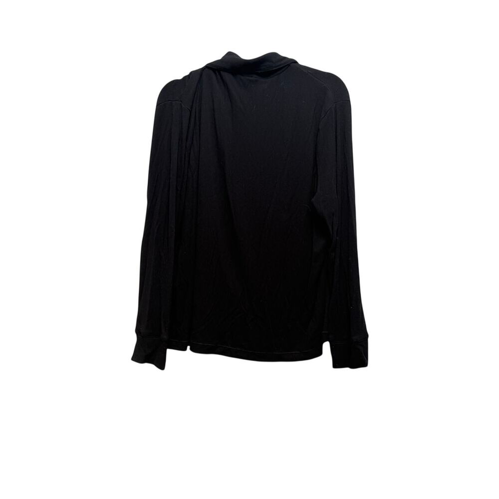 SKIMS Onyx Sleep Long Sleeve Button Up Top XL Black Ribbed Lounge - Picture 3 of 6